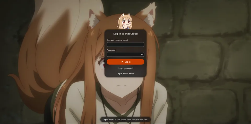 A screenshot of Pipi Cloud's login page