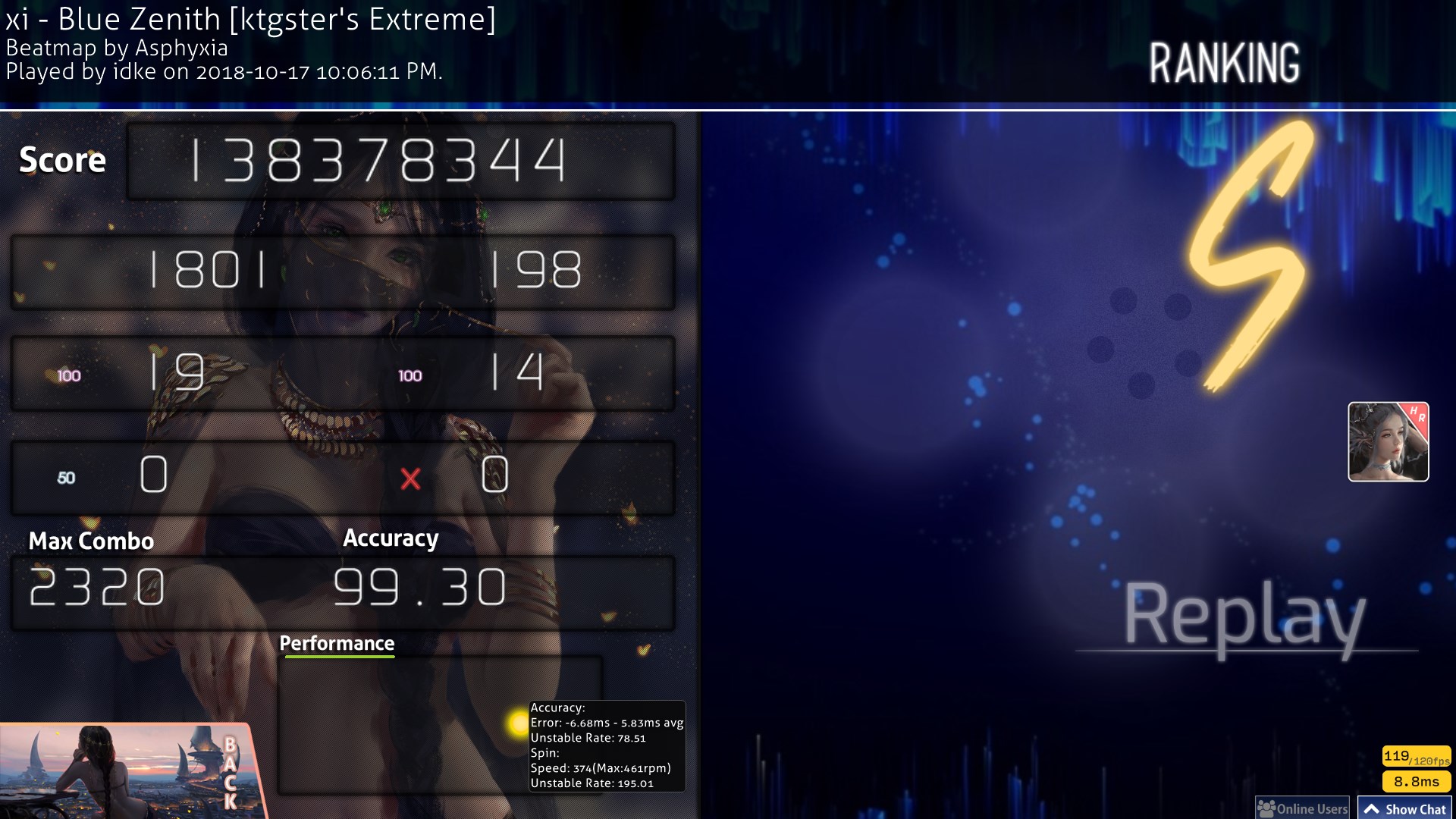 Idke Xi Blue Zenith Ktgsters Extreme Asphyxia Mapset 693 Hr 9930 Fc 8 599pp 