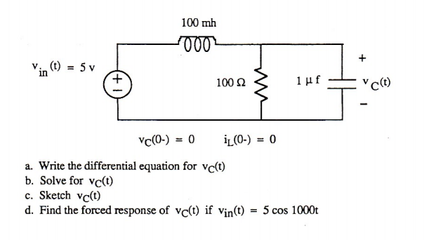 Solved 100 Mh V T 5v In 100 W 1m A Write The Differ Chegg Com